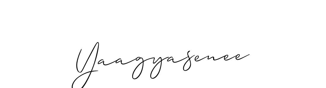 Create a beautiful signature design for name Yaagyasenee. With this signature (Allison_Script) fonts, you can make a handwritten signature for free. Yaagyasenee signature style 2 images and pictures png