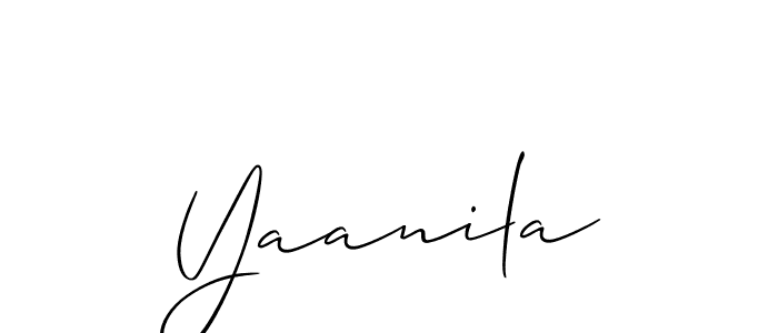 Design your own signature with our free online signature maker. With this signature software, you can create a handwritten (Allison_Script) signature for name Yaanila. Yaanila signature style 2 images and pictures png