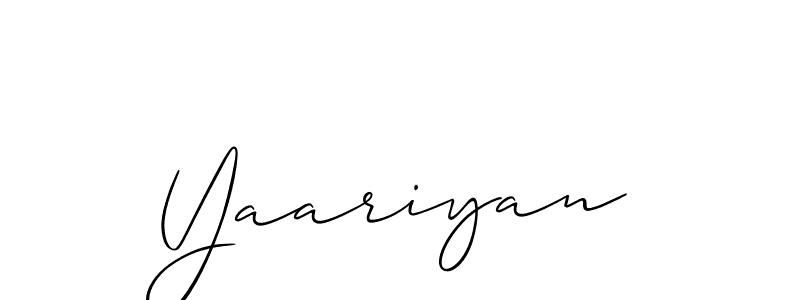 if you are searching for the best signature style for your name Yaariyan. so please give up your signature search. here we have designed multiple signature styles  using Allison_Script. Yaariyan signature style 2 images and pictures png