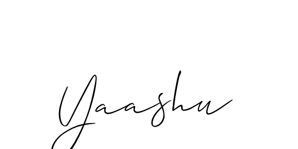 Use a signature maker to create a handwritten signature online. With this signature software, you can design (Allison_Script) your own signature for name Yaashu. Yaashu signature style 2 images and pictures png