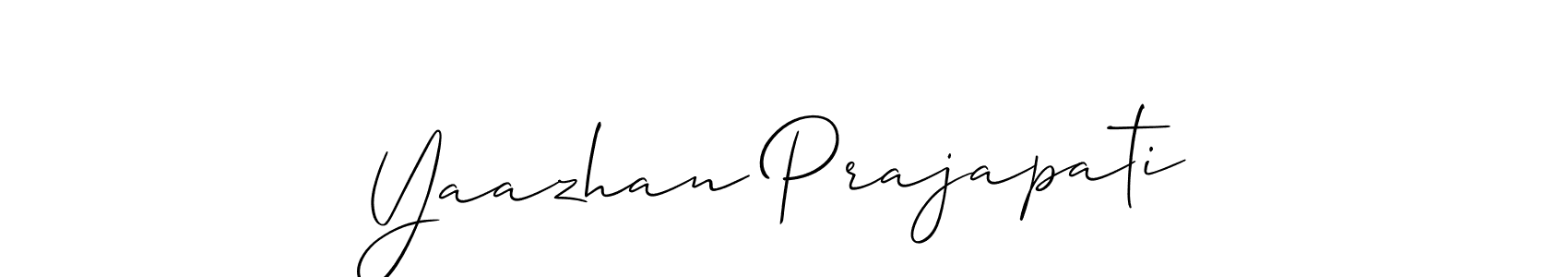 Make a beautiful signature design for name Yaazhan Prajapati. With this signature (Allison_Script) style, you can create a handwritten signature for free. Yaazhan Prajapati signature style 2 images and pictures png