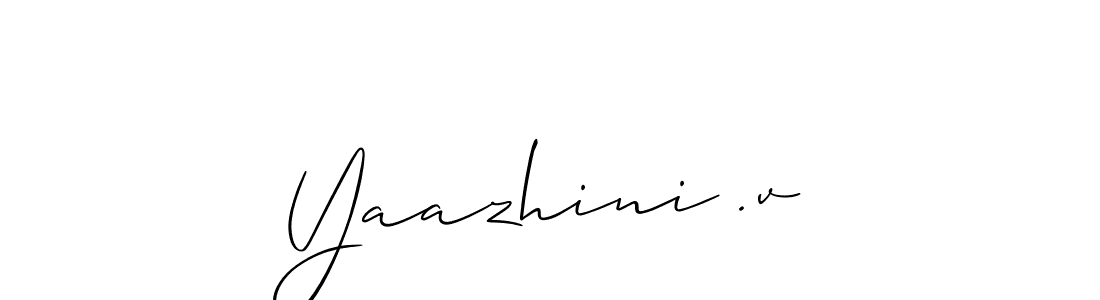 Use a signature maker to create a handwritten signature online. With this signature software, you can design (Allison_Script) your own signature for name Yaazhini .v. Yaazhini .v signature style 2 images and pictures png