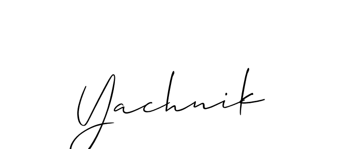 if you are searching for the best signature style for your name Yachnik. so please give up your signature search. here we have designed multiple signature styles  using Allison_Script. Yachnik signature style 2 images and pictures png