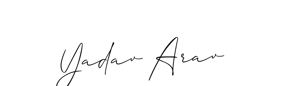 This is the best signature style for the Yadav Arav name. Also you like these signature font (Allison_Script). Mix name signature. Yadav Arav signature style 2 images and pictures png