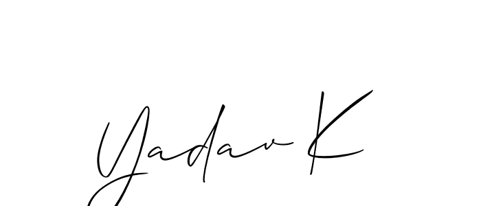 Also You can easily find your signature by using the search form. We will create Yadav K name handwritten signature images for you free of cost using Allison_Script sign style. Yadav K signature style 2 images and pictures png