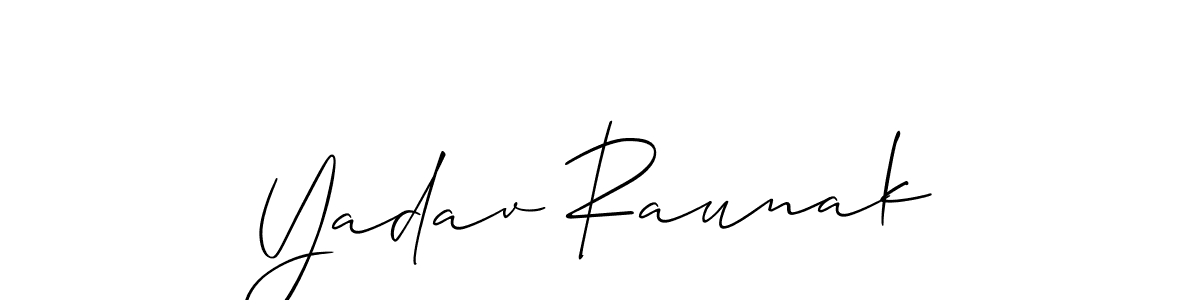 Allison_Script is a professional signature style that is perfect for those who want to add a touch of class to their signature. It is also a great choice for those who want to make their signature more unique. Get Yadav Raunak name to fancy signature for free. Yadav Raunak signature style 2 images and pictures png