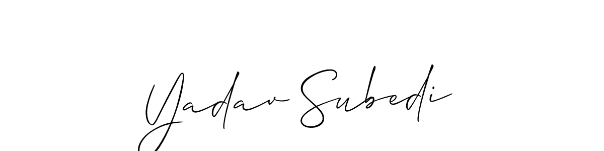 Also You can easily find your signature by using the search form. We will create Yadav Subedi name handwritten signature images for you free of cost using Allison_Script sign style. Yadav Subedi signature style 2 images and pictures png