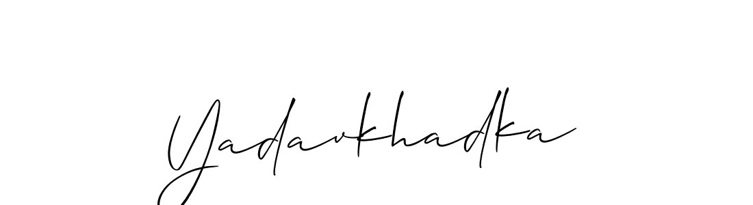 The best way (Allison_Script) to make a short signature is to pick only two or three words in your name. The name Yadavkhadka include a total of six letters. For converting this name. Yadavkhadka signature style 2 images and pictures png