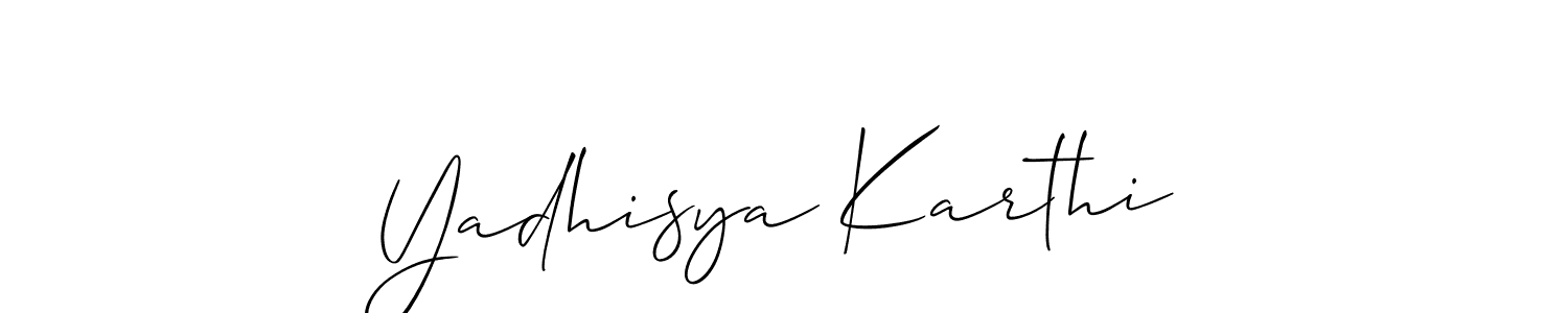 if you are searching for the best signature style for your name Yadhisya Karthi. so please give up your signature search. here we have designed multiple signature styles  using Allison_Script. Yadhisya Karthi signature style 2 images and pictures png