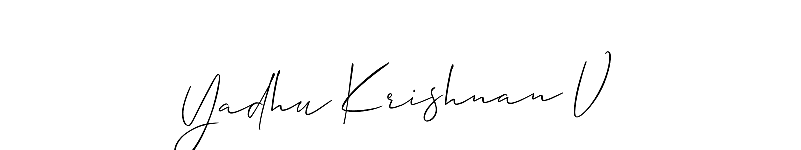 if you are searching for the best signature style for your name Yadhu Krishnan V. so please give up your signature search. here we have designed multiple signature styles  using Allison_Script. Yadhu Krishnan V signature style 2 images and pictures png
