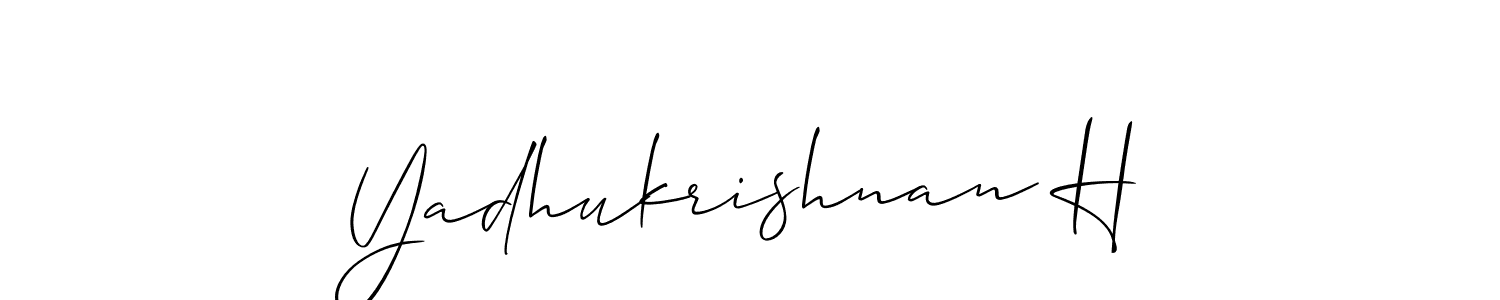 Make a short Yadhukrishnan H signature style. Manage your documents anywhere anytime using Allison_Script. Create and add eSignatures, submit forms, share and send files easily. Yadhukrishnan H signature style 2 images and pictures png