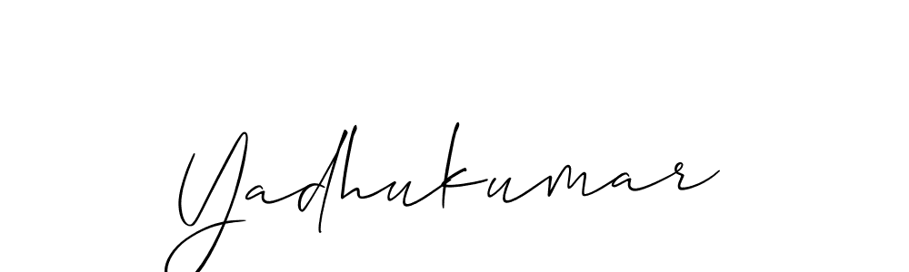 Allison_Script is a professional signature style that is perfect for those who want to add a touch of class to their signature. It is also a great choice for those who want to make their signature more unique. Get Yadhukumar name to fancy signature for free. Yadhukumar signature style 2 images and pictures png