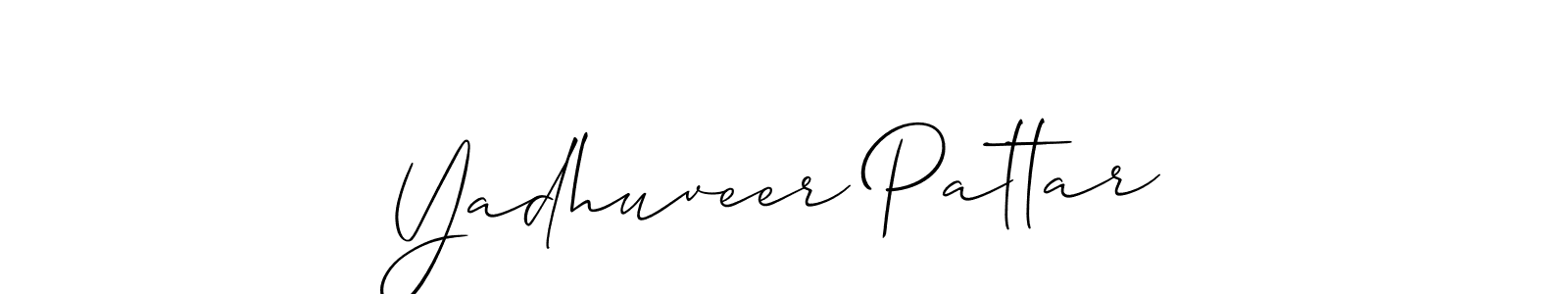 How to make Yadhuveer Pattar name signature. Use Allison_Script style for creating short signs online. This is the latest handwritten sign. Yadhuveer Pattar signature style 2 images and pictures png