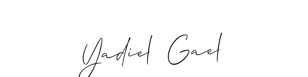 This is the best signature style for the Yadiel  Gael name. Also you like these signature font (Allison_Script). Mix name signature. Yadiel  Gael signature style 2 images and pictures png