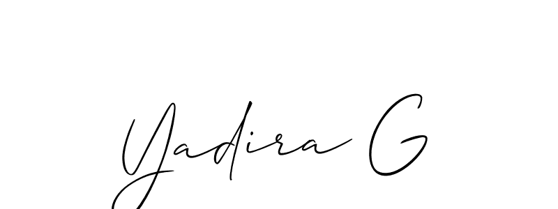 How to make Yadira G name signature. Use Allison_Script style for creating short signs online. This is the latest handwritten sign. Yadira G signature style 2 images and pictures png