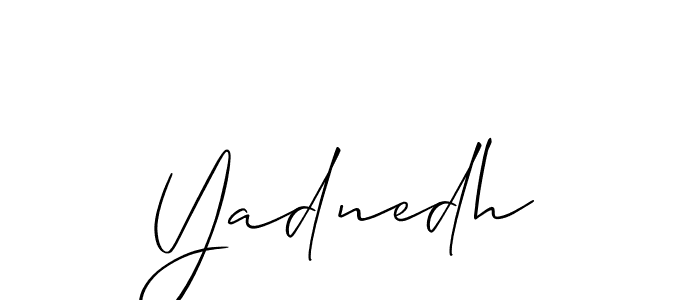 Use a signature maker to create a handwritten signature online. With this signature software, you can design (Allison_Script) your own signature for name Yadnedh. Yadnedh signature style 2 images and pictures png