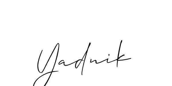 Allison_Script is a professional signature style that is perfect for those who want to add a touch of class to their signature. It is also a great choice for those who want to make their signature more unique. Get Yadnik name to fancy signature for free. Yadnik signature style 2 images and pictures png