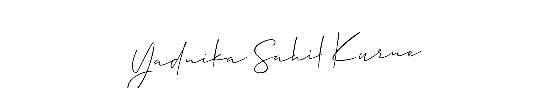 How to make Yadnika Sahil Kurne name signature. Use Allison_Script style for creating short signs online. This is the latest handwritten sign. Yadnika Sahil Kurne signature style 2 images and pictures png