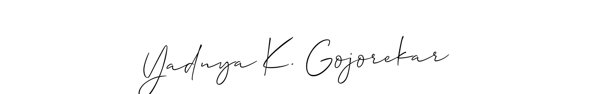 Make a beautiful signature design for name Yadnya K. Gojorekar. With this signature (Allison_Script) style, you can create a handwritten signature for free. Yadnya K. Gojorekar signature style 2 images and pictures png