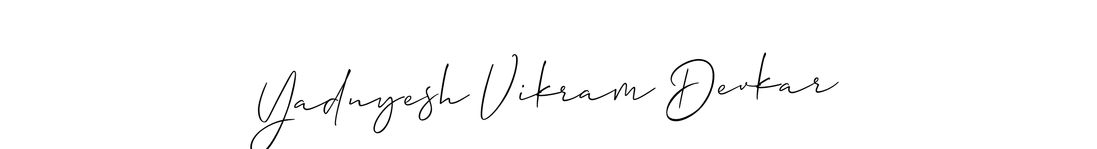 This is the best signature style for the Yadnyesh Vikram Devkar name. Also you like these signature font (Allison_Script). Mix name signature. Yadnyesh Vikram Devkar signature style 2 images and pictures png