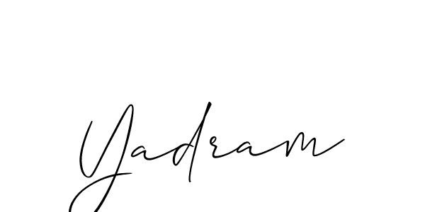 The best way (Allison_Script) to make a short signature is to pick only two or three words in your name. The name Yadram include a total of six letters. For converting this name. Yadram signature style 2 images and pictures png