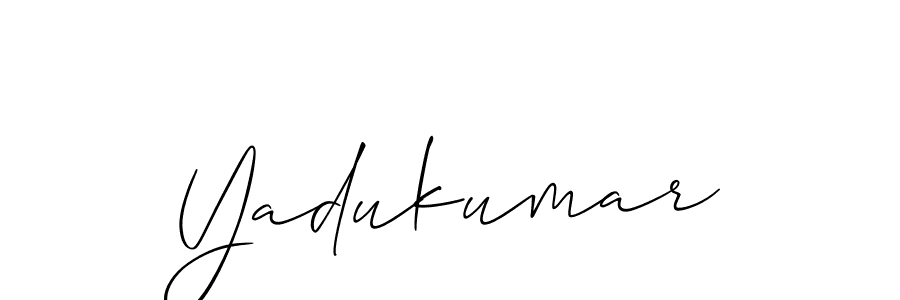 Allison_Script is a professional signature style that is perfect for those who want to add a touch of class to their signature. It is also a great choice for those who want to make their signature more unique. Get Yadukumar name to fancy signature for free. Yadukumar signature style 2 images and pictures png