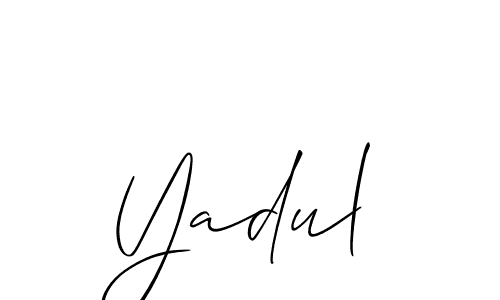 It looks lik you need a new signature style for name Yadul. Design unique handwritten (Allison_Script) signature with our free signature maker in just a few clicks. Yadul signature style 2 images and pictures png