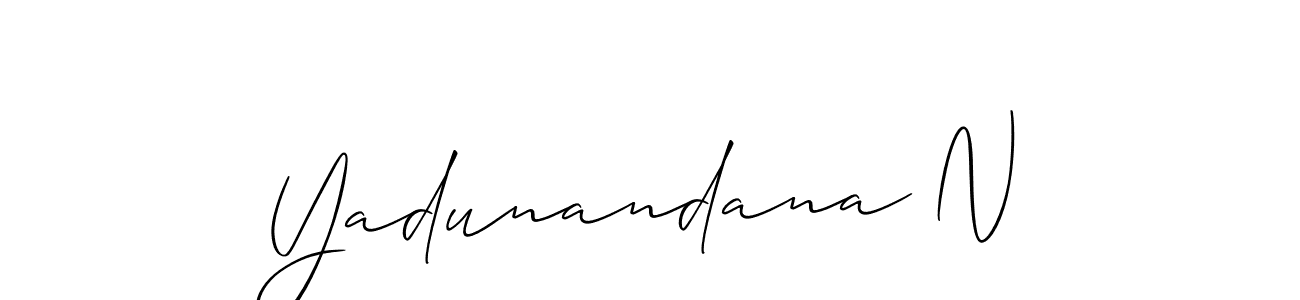 Design your own signature with our free online signature maker. With this signature software, you can create a handwritten (Allison_Script) signature for name Yadunandana N. Yadunandana N signature style 2 images and pictures png