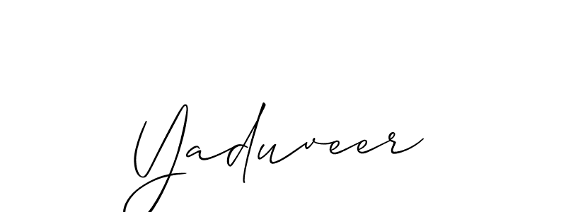 The best way (Allison_Script) to make a short signature is to pick only two or three words in your name. The name Yaduveer include a total of six letters. For converting this name. Yaduveer signature style 2 images and pictures png