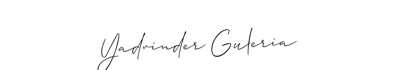 Create a beautiful signature design for name Yadvinder Guleria. With this signature (Allison_Script) fonts, you can make a handwritten signature for free. Yadvinder Guleria signature style 2 images and pictures png