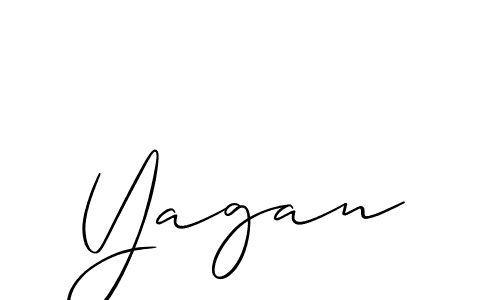 Use a signature maker to create a handwritten signature online. With this signature software, you can design (Allison_Script) your own signature for name Yagan. Yagan signature style 2 images and pictures png