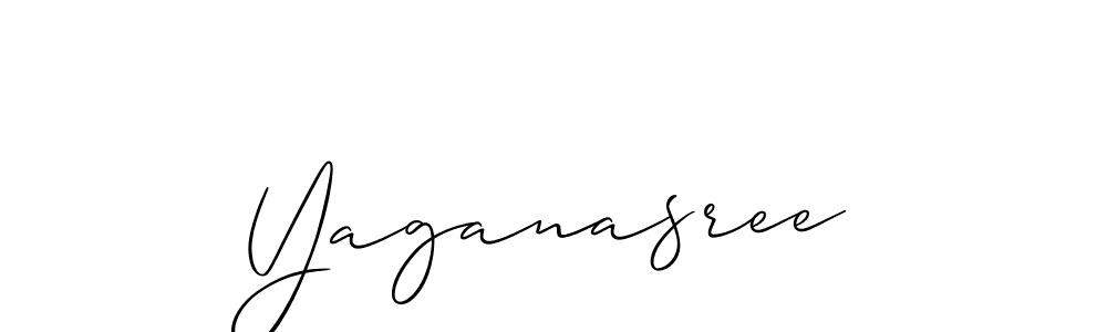 Make a beautiful signature design for name Yaganasree. With this signature (Allison_Script) style, you can create a handwritten signature for free. Yaganasree signature style 2 images and pictures png