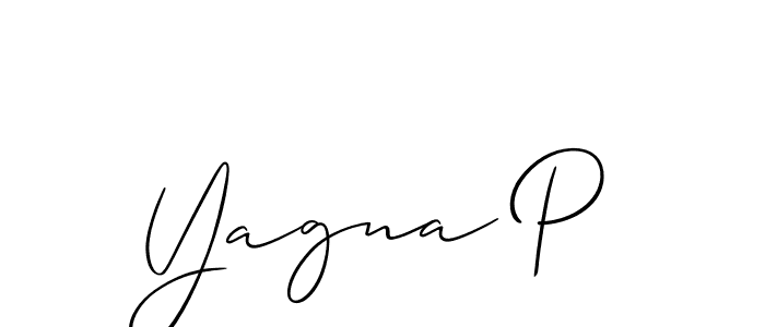 Create a beautiful signature design for name Yagna P. With this signature (Allison_Script) fonts, you can make a handwritten signature for free. Yagna P signature style 2 images and pictures png