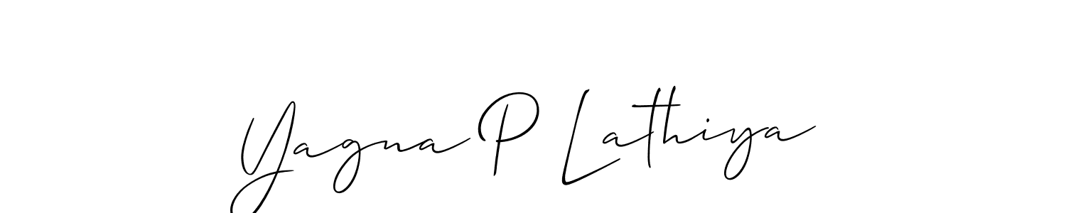 Make a beautiful signature design for name Yagna P Lathiya. With this signature (Allison_Script) style, you can create a handwritten signature for free. Yagna P Lathiya signature style 2 images and pictures png