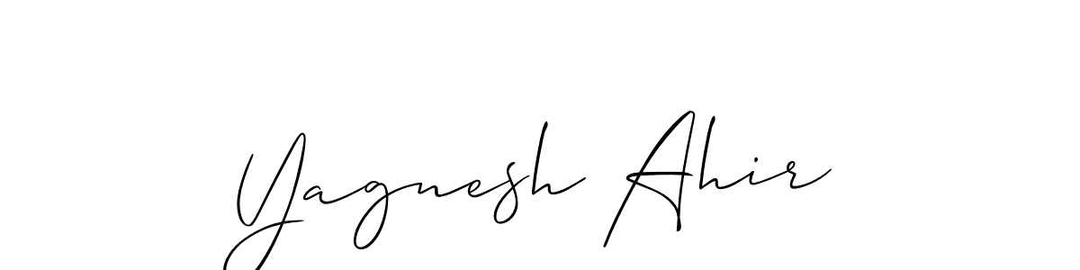 How to make Yagnesh Ahir name signature. Use Allison_Script style for creating short signs online. This is the latest handwritten sign. Yagnesh Ahir signature style 2 images and pictures png