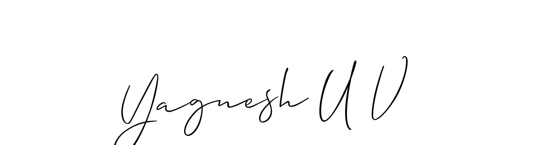 How to make Yagnesh U V name signature. Use Allison_Script style for creating short signs online. This is the latest handwritten sign. Yagnesh U V signature style 2 images and pictures png