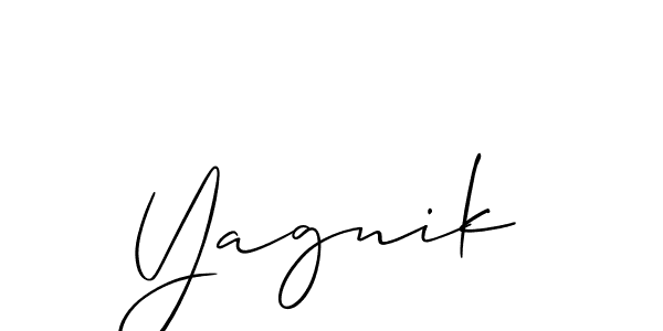 Also we have Yagnik name is the best signature style. Create professional handwritten signature collection using Allison_Script autograph style. Yagnik signature style 2 images and pictures png