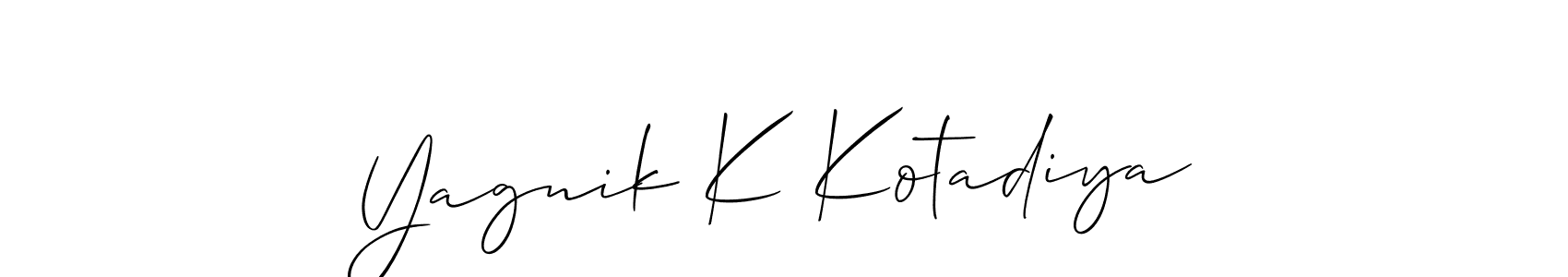 How to Draw Yagnik K Kotadiya signature style? Allison_Script is a latest design signature styles for name Yagnik K Kotadiya. Yagnik K Kotadiya signature style 2 images and pictures png