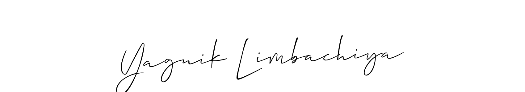 It looks lik you need a new signature style for name Yagnik Limbachiya. Design unique handwritten (Allison_Script) signature with our free signature maker in just a few clicks. Yagnik Limbachiya signature style 2 images and pictures png