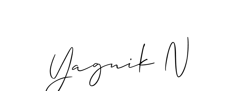 How to make Yagnik N signature? Allison_Script is a professional autograph style. Create handwritten signature for Yagnik N name. Yagnik N signature style 2 images and pictures png