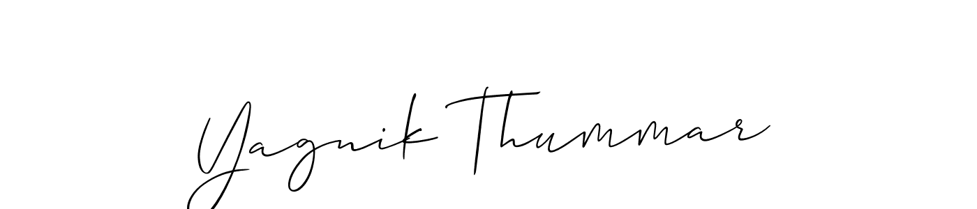 Create a beautiful signature design for name Yagnik Thummar. With this signature (Allison_Script) fonts, you can make a handwritten signature for free. Yagnik Thummar signature style 2 images and pictures png