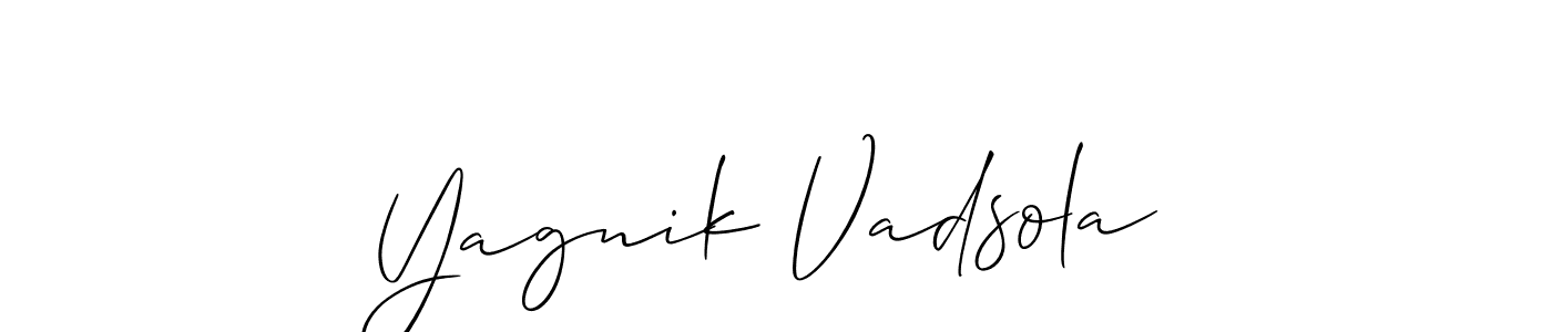 Use a signature maker to create a handwritten signature online. With this signature software, you can design (Allison_Script) your own signature for name Yagnik Vadsola. Yagnik Vadsola signature style 2 images and pictures png