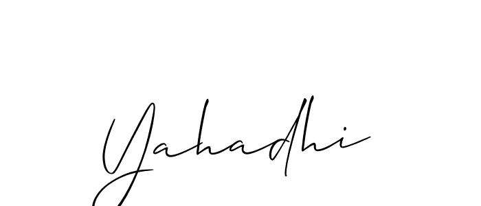 Design your own signature with our free online signature maker. With this signature software, you can create a handwritten (Allison_Script) signature for name Yahadhi. Yahadhi signature style 2 images and pictures png