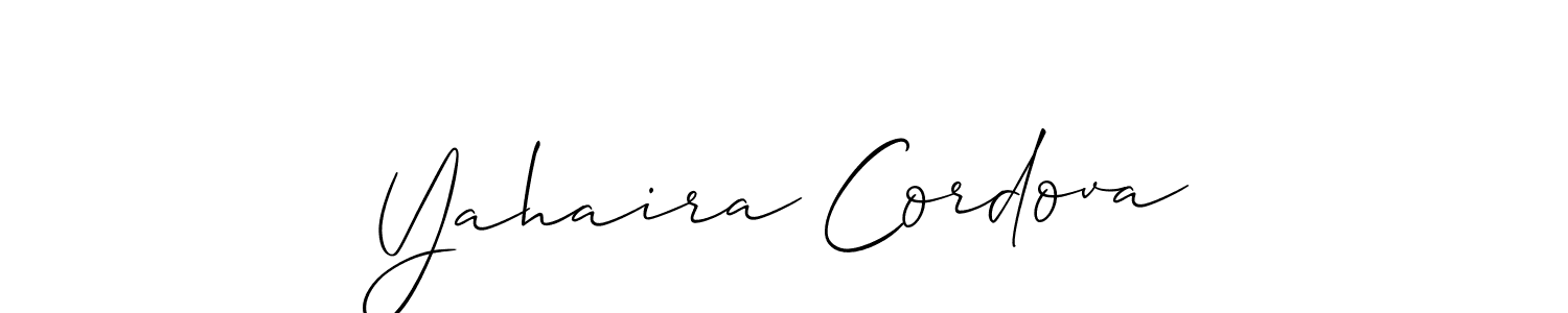 Create a beautiful signature design for name Yahaira Cordova. With this signature (Allison_Script) fonts, you can make a handwritten signature for free. Yahaira Cordova signature style 2 images and pictures png