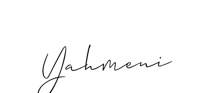 It looks lik you need a new signature style for name Yahmeni. Design unique handwritten (Allison_Script) signature with our free signature maker in just a few clicks. Yahmeni signature style 2 images and pictures png