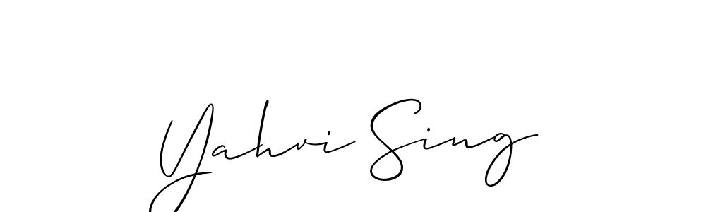 Allison_Script is a professional signature style that is perfect for those who want to add a touch of class to their signature. It is also a great choice for those who want to make their signature more unique. Get Yahvi Sing name to fancy signature for free. Yahvi Sing signature style 2 images and pictures png