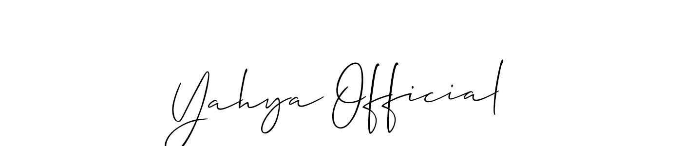 Create a beautiful signature design for name Yahya Official. With this signature (Allison_Script) fonts, you can make a handwritten signature for free. Yahya Official signature style 2 images and pictures png