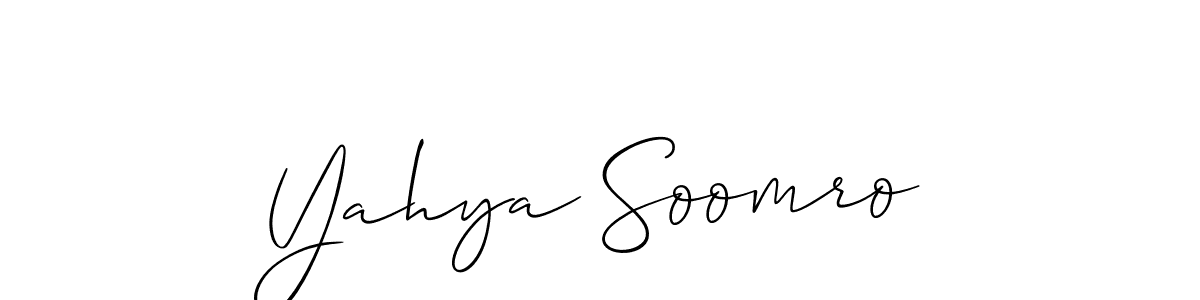 Create a beautiful signature design for name Yahya Soomro. With this signature (Allison_Script) fonts, you can make a handwritten signature for free. Yahya Soomro signature style 2 images and pictures png