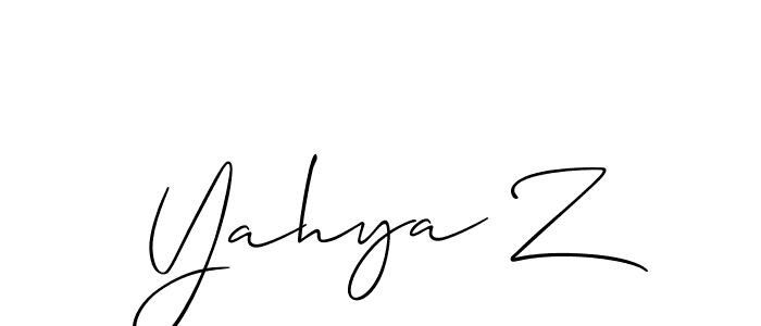 Use a signature maker to create a handwritten signature online. With this signature software, you can design (Allison_Script) your own signature for name Yahya Z. Yahya Z signature style 2 images and pictures png