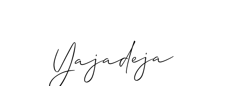 It looks lik you need a new signature style for name Yajadeja. Design unique handwritten (Allison_Script) signature with our free signature maker in just a few clicks. Yajadeja signature style 2 images and pictures png